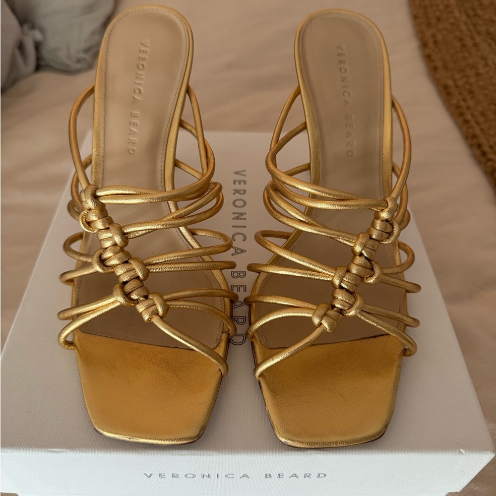 Veronica Beard Gold Strappy Women's Sandals
